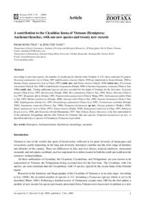 Zootaxa, A contribution to the Cicadidae fauna of Vietnam (Hemiptera...