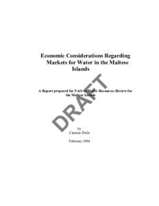 FT  Economic Considerations Regarding Markets for Water in the Maltese Islands