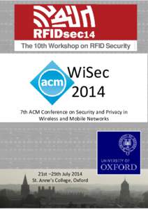 The 10th Workshop on RFID Security  WiSec 2014 7th ACM Conference on Security and Privacy in Wireless and Mobile Networks