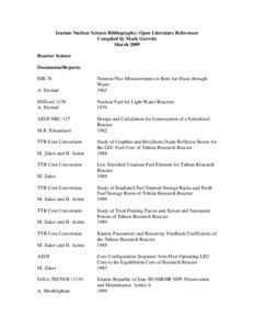 Iranian Nuclear Science Bibliography: Open Literature References