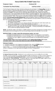 Retiree/COBRA Pre-Payment Option Form