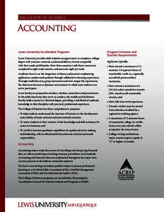 bachelor of science  Accounting   Lewis University Accelerated Programs Lewis University provides adult students an opportunity to complete a college