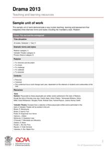 Drama 2013 Teaching and learning resources: Sample unit of work