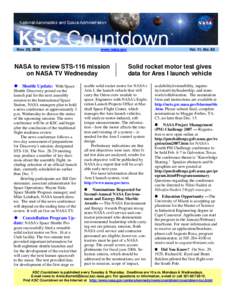Nov. 28, 2006  www.nasa.gov NASA to review STS-116 mission on NASA TV Wednesday
