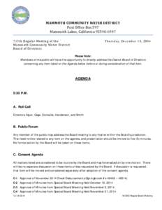 Parliamentary procedure / Mammoth / KSRW / KMMT / Agenda / Meeting / California