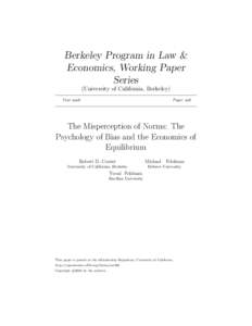 Berkeley Program in Law & Economics, Working Paper Series (University of California, Berkeley) Year 