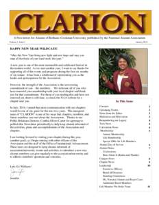 A Newsletter for Alumni of Bethune-Cookman University published by the National Alumni Association Volume 1, Issue 1 JanuaryHAPPY NEW YEAR WILDCATS!