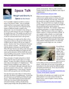 PAGE |7  PENELOPE’S PAGE Space Talk Weight and Gravity in