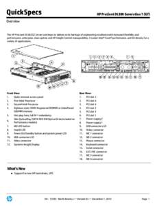 QuickSpecs  HP ProLiant DL380 Generation 7 (G7) Overview