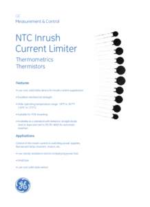 GE Measurement & Control NTC Inrush Current Limiter Thermometrics