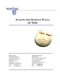 Final Report, May 2, 2000 College of Engineering Type of business: educational SCALING THE MARTIAN WALLS OF TIME