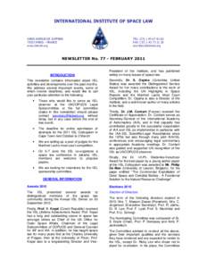 INTERNATIONAL INSTITUTE OF SPACE LAW  94BIS AVENUE DE SUFFRENPARIS – FRANCE www.iislweb.org