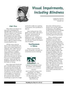 Visual Impairments, including Blindness Disability Fact Sheet