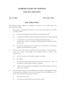 SUPREME COURT OF TASMANIA PRACTICE DIRECTION No. 2 of[removed]November 2013