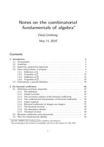Notes on the combinatorial fundamentals of algebra∗ Darij Grinberg May 11, 2018†  Contents