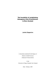 Microsoft Word - The feasibility of establishing Emergency Care Practitioners in New Zealand.doc