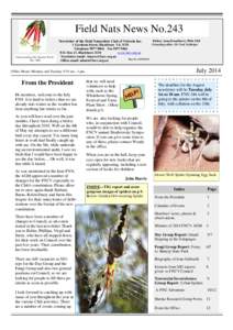 Field Nats News No.243 Newsletter of the Field Naturalists Club of Victoria Inc. Understanding Our Natural World Est. 1880