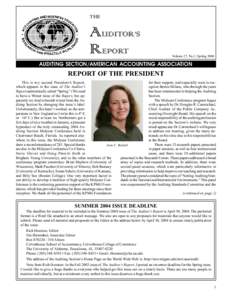 THE  AUDITOR’S REPORT  Volume 27, No.2, Spring 2004