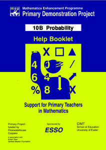 10B Probability  mep Mathematics Enhancement Programme