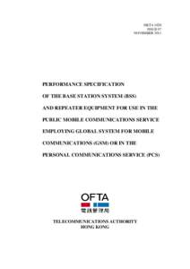 HKTA 1020 ISSUE 07 NOVEMBER 2011 PERFORMANCE SPECIFICATION OF THE BASE STATION SYSTEM (BSS)