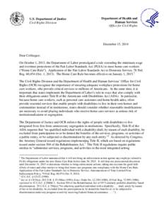 OCR and DOJ issue Olmstead Dear Colleague Letter on FLSA Home Care Rule