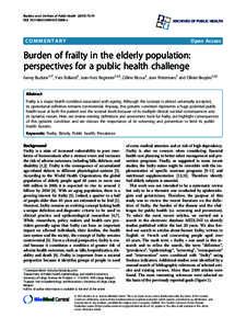 Burden of frailty in the elderly population: perspectives for a public health challenge