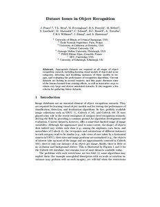 Dataset Issues in Object Recognition J. Ponce1,2 , T.L. Berg3 , M. Everingham4 , D.A. Forsyth1 , M. Hebert5 , S. Lazebnik1 , M. Marszalek6, C. Schmid6 , B.C. Russell7 , A. Torralba7, C.K.I. Williams8 , J. Zhang6 , and A.