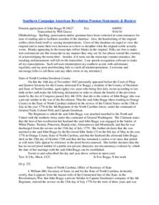 Southern Campaign American Revolution Pension Statements & Rosters Pension application of John Boggs W18627 Eve fn80NC Transcribed by Will Graves[removed]