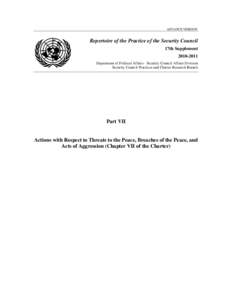 ADVANCE VERSION  Repertoire of the Practice of the Security Council 17th Supplement[removed]Department of Political Affairs - Security Council Affairs Division