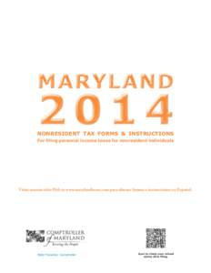 MARYLANDNONRESIDENT TAX FORMS & INSTRUCTIONS For filing personal income taxes for nonresident individuals