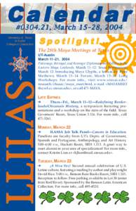 Calendar #[removed], March 15–28, 2004 University of Texas at Austin College of Liberal Arts
