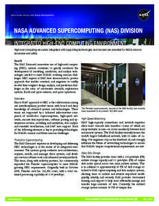 National Aeronautics and Space Administration  NASA ADVANCED SUPERCOMPUTING (NAS) DIVISION