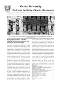 Oxford University Centre for the Study of Ancient Documents Newsletter no. 7 Spring, 1999