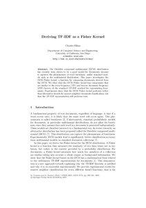 Deriving TF-IDF as a Fisher Kernel Charles Elkan Department of Computer Science and Engineering,