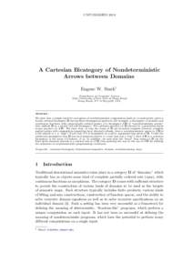 UNPUBLISHEDA Cartesian Bicategory of Nondeterministic Arrows between Domains Eugene W. Stark1 Department of Computer Science