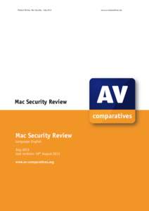 Product Review: Mac Security ‐ July 2013    www.av-comparatives.org