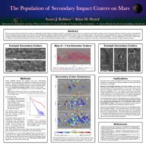 The Population of Secondary Impact Craters on Mars Stuart J. Robbins , Brian M. Hynek 1,2 1