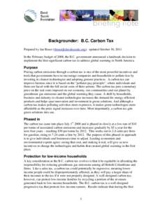 DSF Backgrounder BC carbon tax_Oct2011
