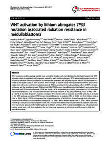 WNT activation by lithium abrogates TP53 mutation associated radiation resistance in medulloblastoma