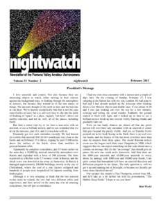 Volume 33 Number 2  nightwatch February 2013