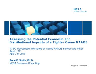 Assessing the Potential Economic and Distributional Impacts of a Tighter Ozone NAAQS TCEQ Independent Workshop on Ozone NAAQS Science and Policy Austin, TX April 7-9, 2015 Anne E. Smith, Ph.D.