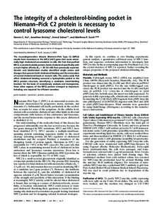 The integrity of a cholesterol-binding pocket in Niemann–Pick C2 protein is necessary to control lysosome cholesterol levels Dennis C. Ko*, Jonathan Binkley†, Arend Sidow†‡, and Matthew P. Scott*‡§¶ Departmen