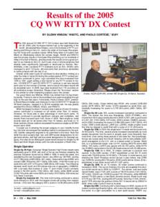 Results of the 2005 CQ WW RTTY DX Contest BY GLENN VINSON,* W6OTC, AND PAOLO CORTESE,† I2UIY he 19th annual CQ WW RTTY DX Contest was held September 24–25, 2005, after Hurricane Katrina had, at the beginning of the m
