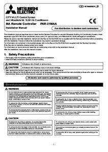 MA Remote Controller PAR-31MAA Installation Manual