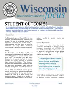 Wisconsin focus postsecondary education  STUDENT OUTCOMES