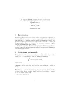 Orthogonal Polynomials and Gaussian Quadrature