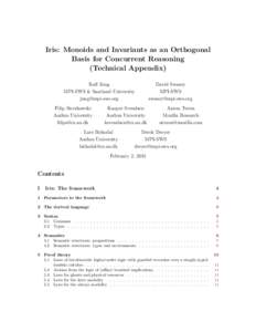 Iris: Monoids and Invariants as an Orthogonal Basis for Concurrent Reasoning (Technical Appendix) Ralf Jung MPI-SWS & Saarland University 