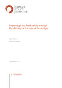 Improving Land Productivity through Fiscal Policy: A Framework for Analysis Tiza Mafira Guntur Sutiyono