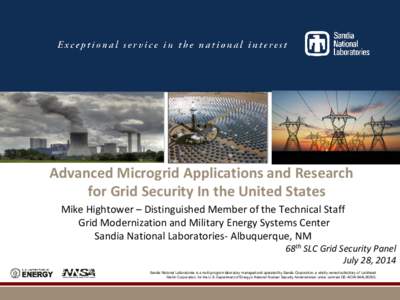 Technology / Electric power distribution / Distributed generation / Electrical grid / Smart grid / United States Department of Energy / Electric power transmission / Critical infrastructure protection / Energy industry / Energy / Electric power / Electric power transmission systems