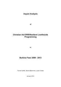 Impact Analysis of Christian Aid DRR/Resilient Livelihoods Programming in Burkina Faso